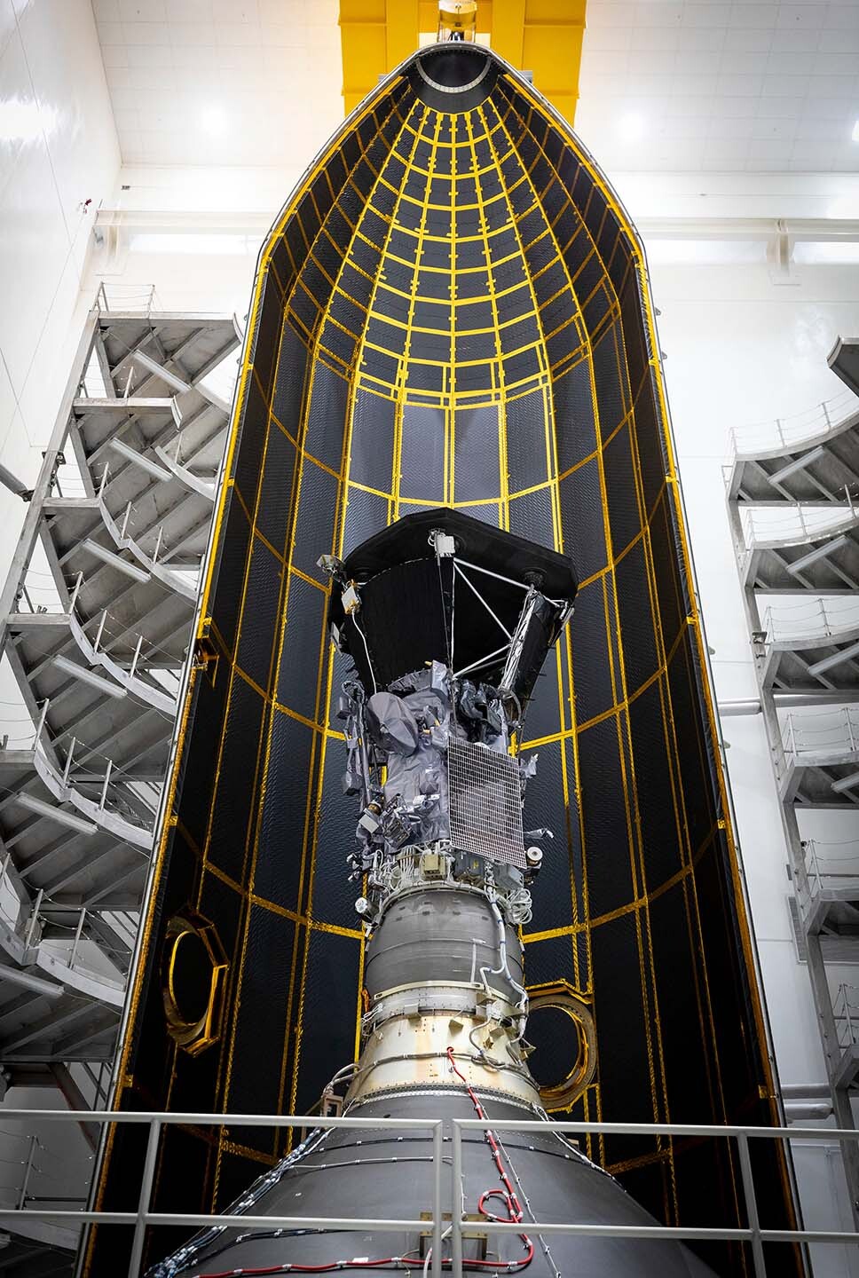 Parker Solar Probe seen inside one-half of its fairing